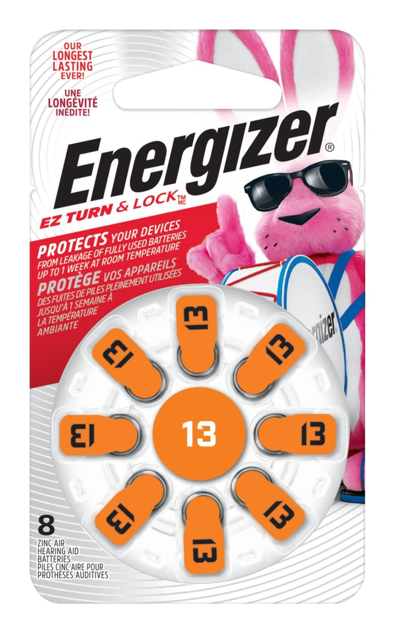 8-pk Size AZ13 1.4V / 1.4 Volt Zinc Hearing Aid Batteries, EZ Turn Lock X4818