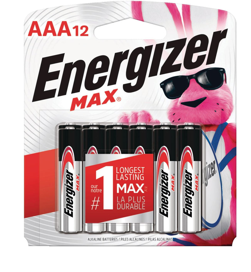 Max 12-pk AAA Alkaline Batteries, Long Lasting, All Purpose Q3305