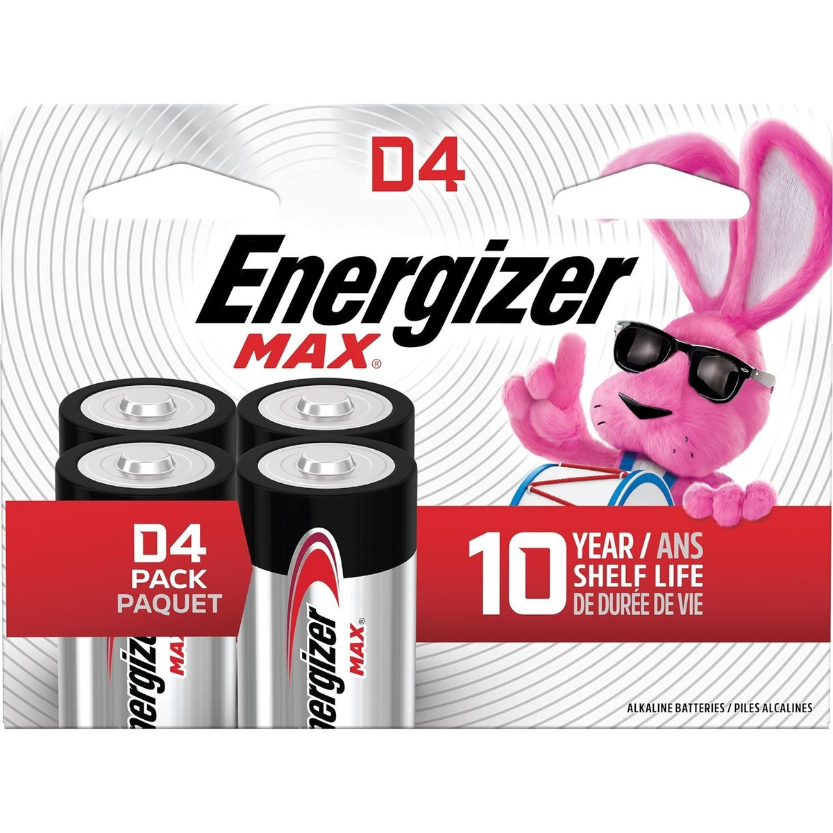 Max 4-pk D Alkaline Batteries, Long Lasting, All Purpose
