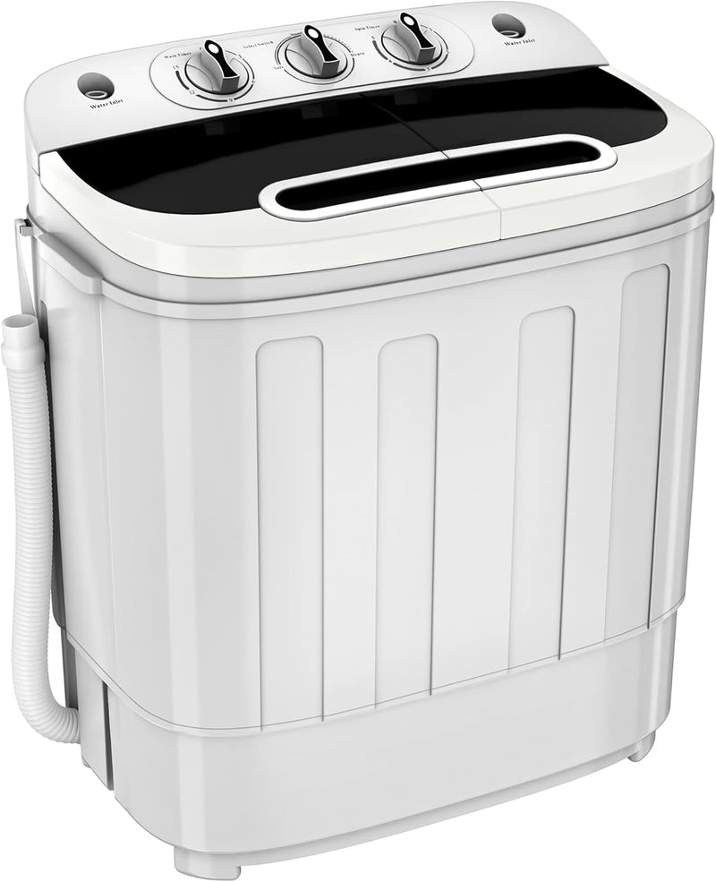 Portable mini double-burner washing machine, capacity 13 pounds, equipped with a spin dryer, a compact clothes washing machine, a lightweight small-sized washing machine, suitable for families, apartments, dormitory rooms, and campers. D9115