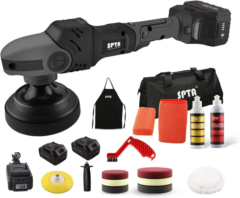 Buffer Polisher, 18V Cordless Rotary Polisher, 4Inch & 5Inch Car Polisher with 7 Variable Speed 2Pcs 4.0Ah Battery, 2 Backing Plate, 6 Polishing Pads, 2 Wool Pads for Car Polishing and Waxing I6614