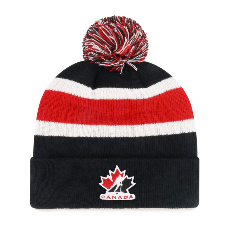 Fan Favorite Adult Standard Mass Knit Toque with Breakaway Cuff and Pom Pom L6216