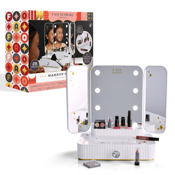 Girls Vanity Makeup Studio Low Profile, 24 Piece, White C3354