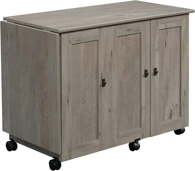 Craft Cart Storage Cabinet, Rolling Sewing Table with Expandable Top, Mystic Oak S7723