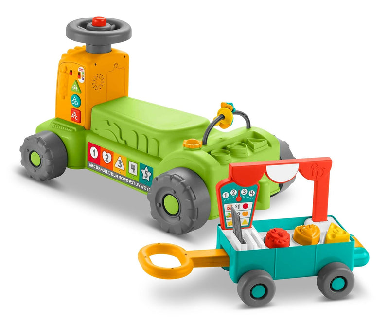 Laugh & Learn 4-in-1 Farm to Market Tractor Ride-On Learning Toy for Baby & Toddlers K3400