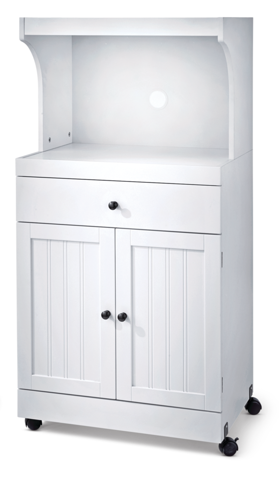 2-Door 1-Drawer Microwave Cart/Stand Kitchen Storage Cabinet With Wheels, White E8588