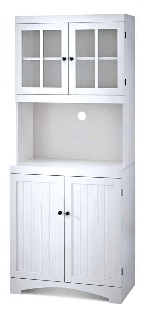 4-Door Open Shelf Freestanding Kitchen Pantry Storage Cabinet, Cream P7939