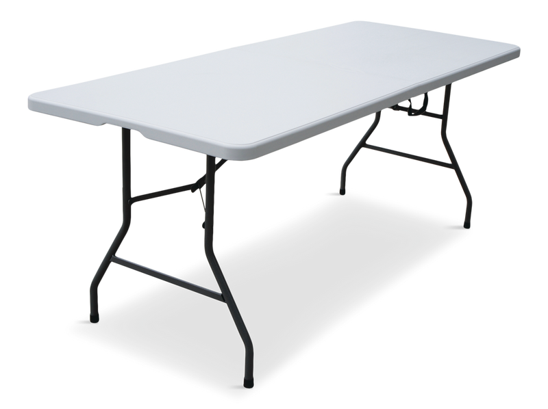 6-ft Portable Indoor/Outdoor Plastic & Metal Folding Table with Handle, White Y1026