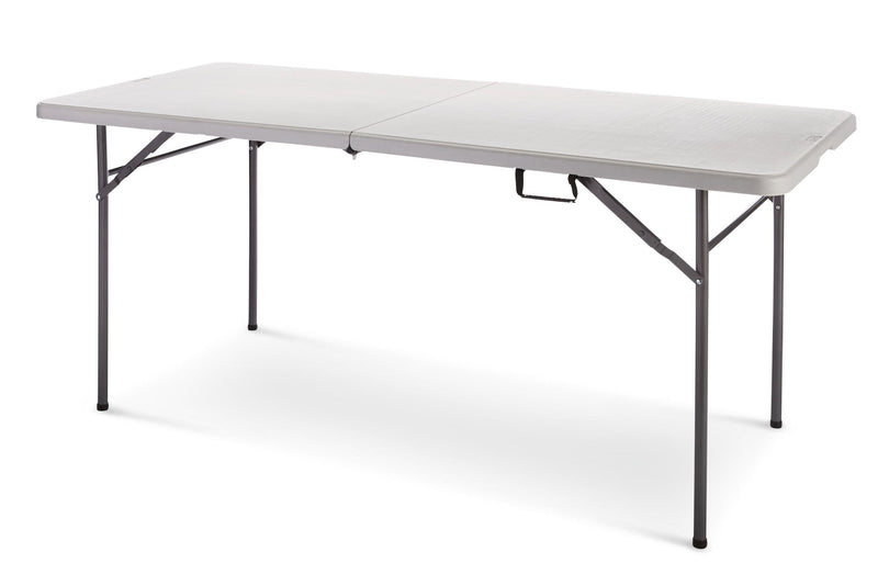 6-ft Portable Plastic & Metal Folding Table with Handle, Grey H5430