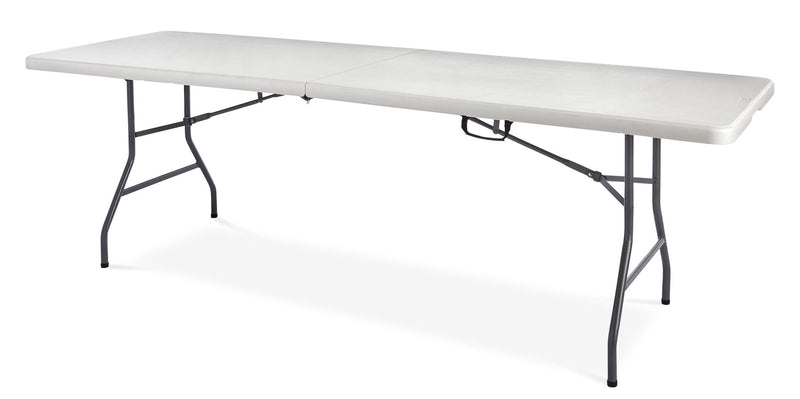 8-ft Portable Plastic & Metal Folding Table with Handle, White D4856
