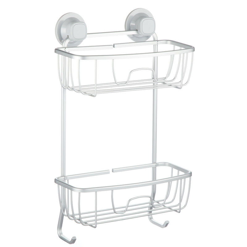 Aluminum Rust-Resistant Suction 2-Shelf Shower Caddy with Hook, 17.5-in x 10.3-in x 5.4-in L5533