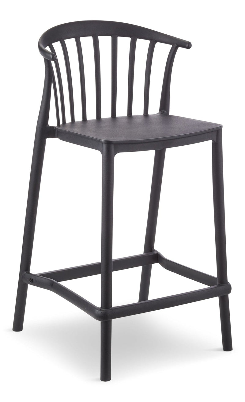 Elevated Plastic Bar Stool with Footrest, Black U9094