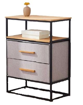 Fabric 2-Drawer 1-Shelf Storage Organizer, Wood K0287