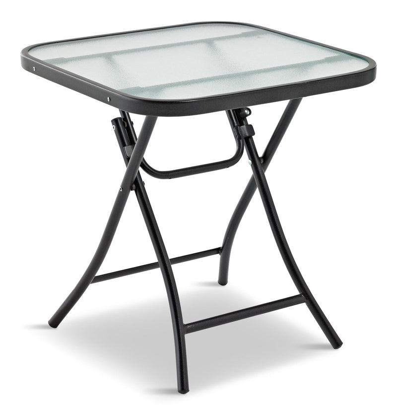 Folding Outdoor/Patio Side Table with Glass Top, Assorted, 18-in C0201