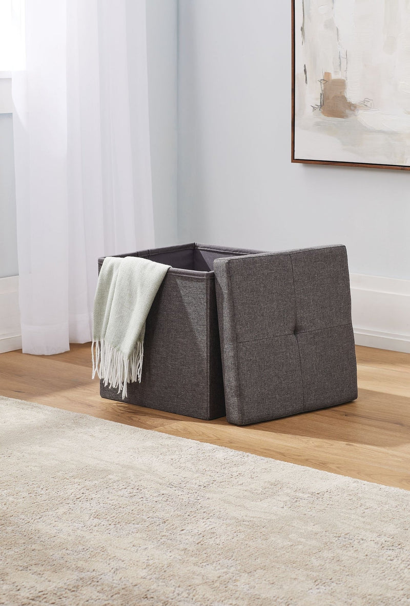 Folding Storage Ottoman, Grey X9265
