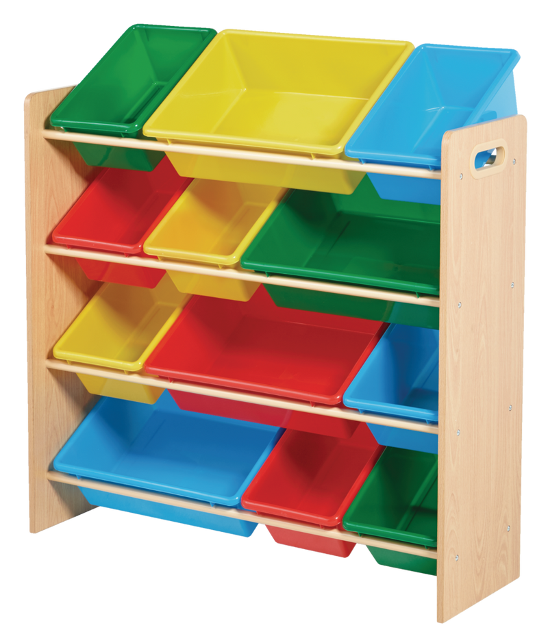 Kids 12-Bin Bedroom/Playroom Toy Storage Organizer, Yellow W4477
