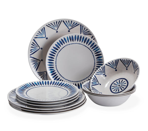 Patio Dinnerware Set, 12-piece, Blue M1977