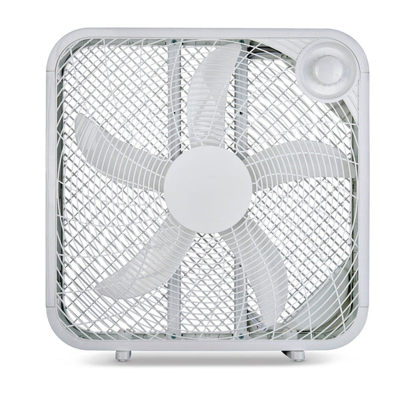 Plastic 5-Blade Portable Box/Floor Fan, 2-Speed, White, 20-in W0354