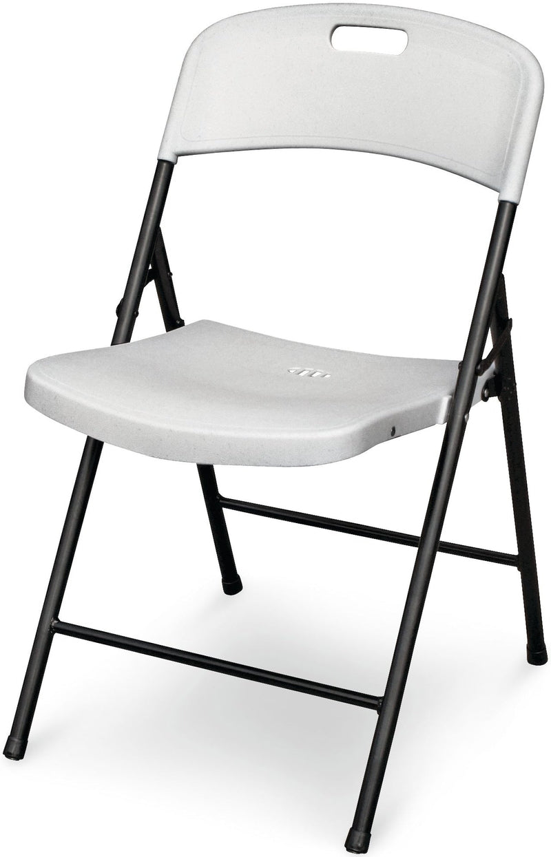 Portable Indoor/Outdoor Contoured Plastic & Metal Folding Chair, White B8791