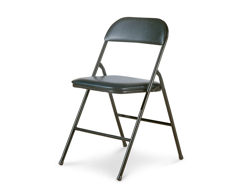 Portable Vinyl Upholstered & Padded Metal Folding Chair, Black H8683