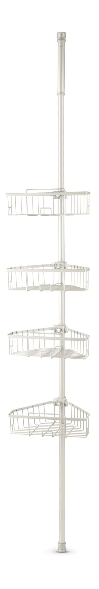Rust-Resistant Adjustable Basket Tension Pole Shower Caddy, Nickel, 108-in x 11-in x 9-in U8043