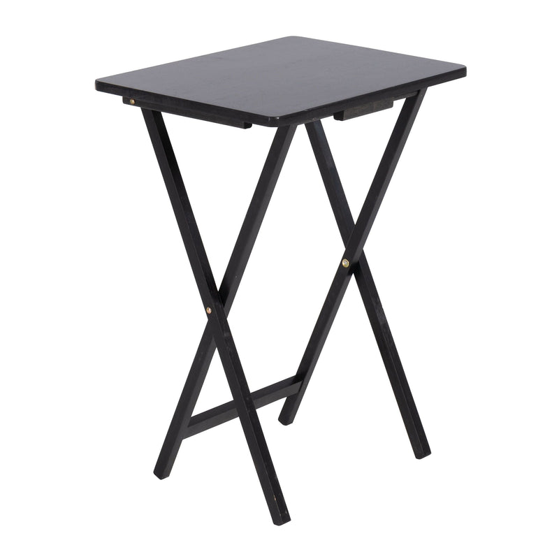Solid Wood Folding TV Tray, Stain-Resistant, Black P4915
