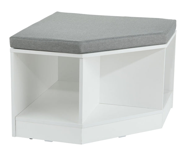Space Saving Corner Bench with Storage, White/Grey W5011
