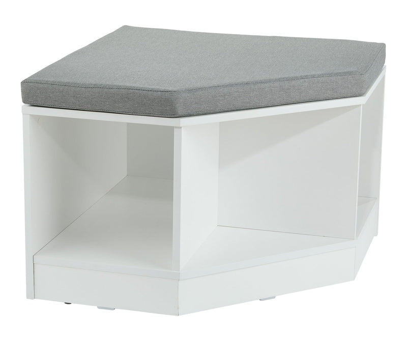 Space Saving Corner Bench with Storage, White/Grey W5011