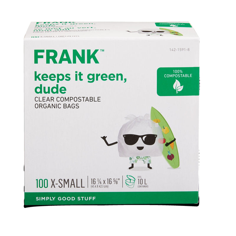 Extra-Small Organic Compostable Food Waste Bags, 100-pk, Clear, 10-L J3994
