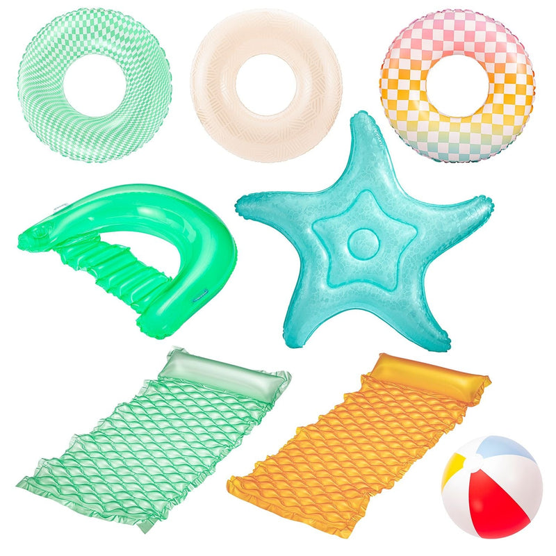 Party Pack Pool Loungers with Inflation Tool, 9-pc L1420