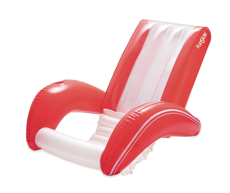 Red and White Recliner Floating Pool Lounger, Ages 14+ U9103