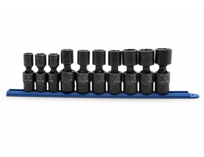 6 Point Standard Drive X-Core Pinless Universal Impact Socket Set, Metric, 1/2-in, 10-pc O9340