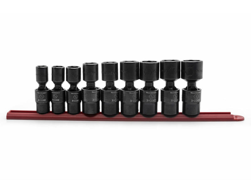 6 Point Standard Drive X-Core Pinless Universal Impact Socket Set, SAE, 1/2-in, 9-pc Y6730
