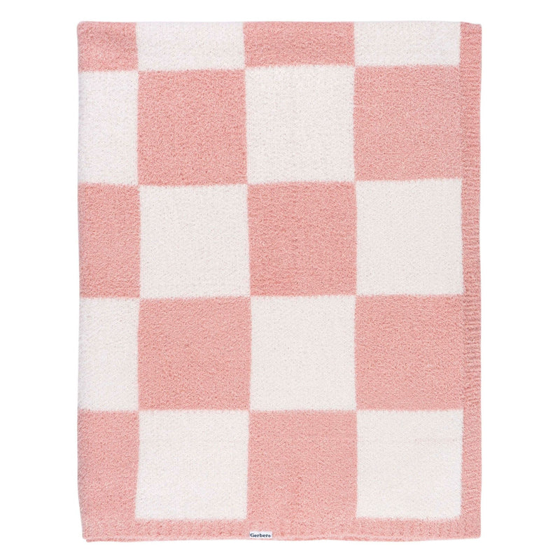 Childrenwear Pink Checkered Silky Mink Baby Blanket E7525