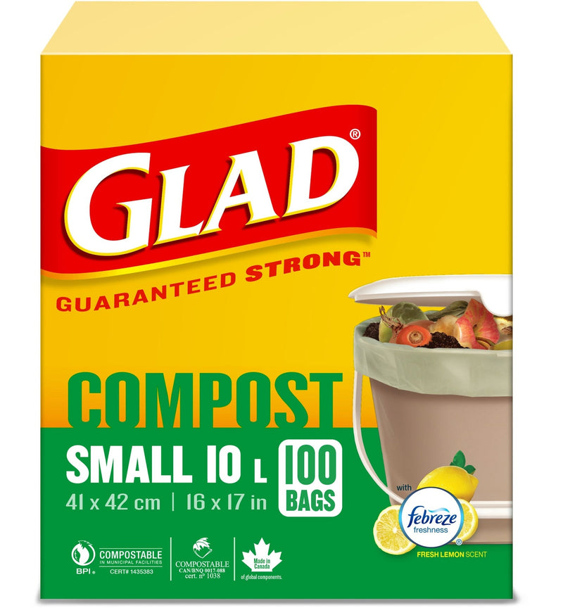 Small 100% Compostable Lemon Scented Food Waste Bags, 100-pk, 10-L Q5181