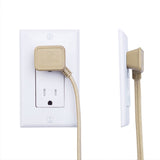 9-ft 16/2 Fabric Extension Cord, Right Angle Plug, 3 Outlets, Gold