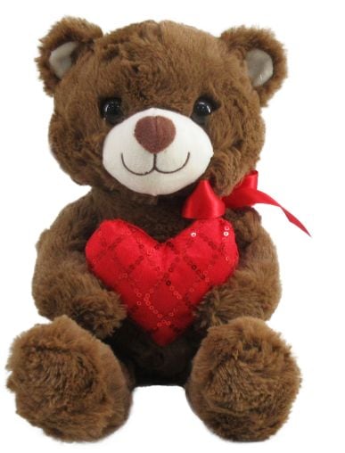 Valentine's Day 12-in Brown Bear with Heart Plush Z0736