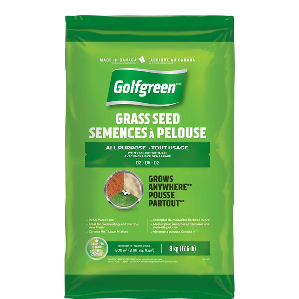 All Purpose Grass Seed with Starter Fertilizer, Weed-Free, 2-5-2, 8kg N6447