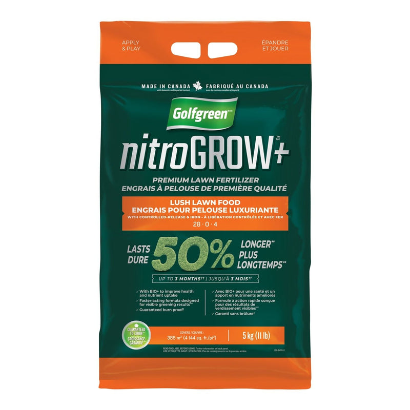 Nitrogrow+ Premium Nitrogen Enriched Lush Lawn Fertilizer, 28-0-4, 5-kg O3290