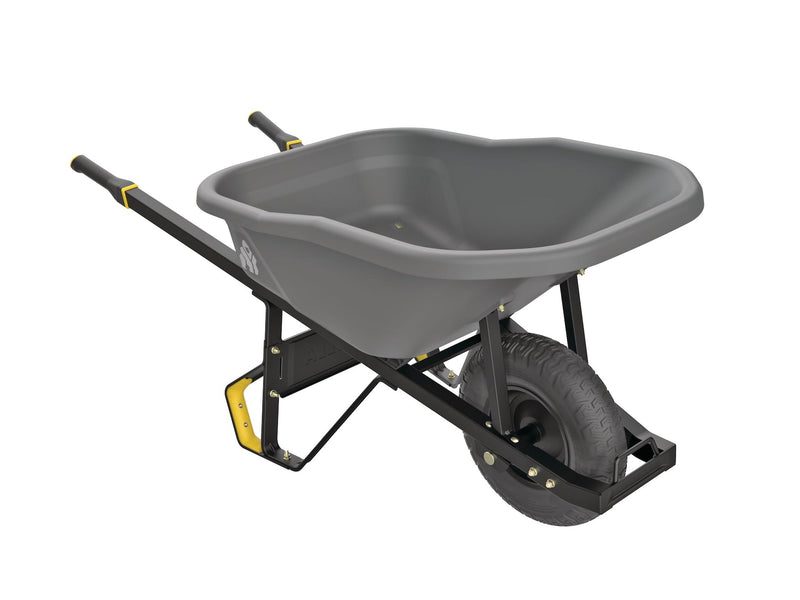 Pro Grade Heavy Duty Poly Tub Wheelbarrow, Poly/Plastic Tray, 6-cu-ft O7014