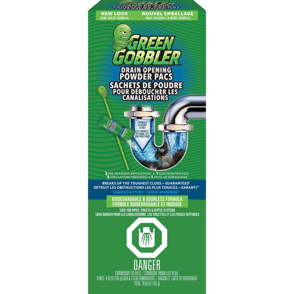 Drain Clog Dissolver Pacs, Biodegradeable, 555-g, 3-pk P2116