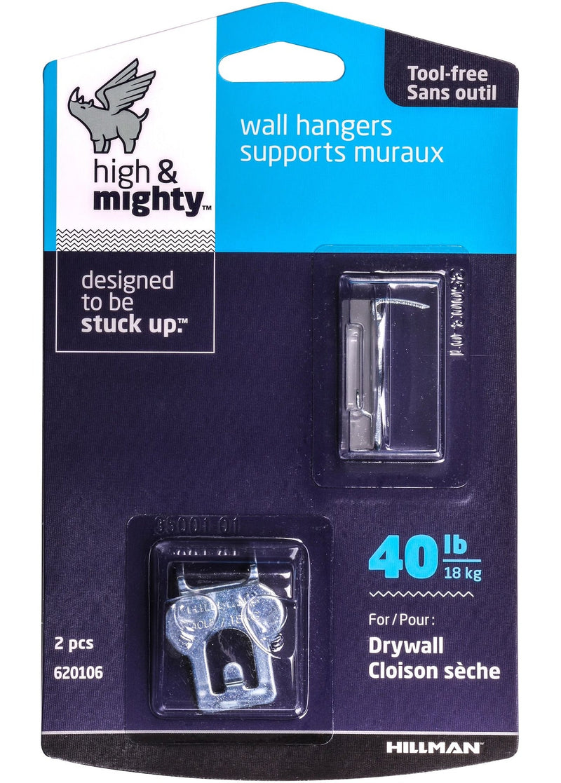 Canvas WAll Hanger, Easy to Remove, 40-lb Capacity, Silver, 2-pk V5481