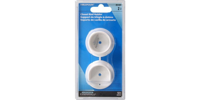 Closet Rod Holder, Mounting Hardware Included, White, 2-pc P4222
