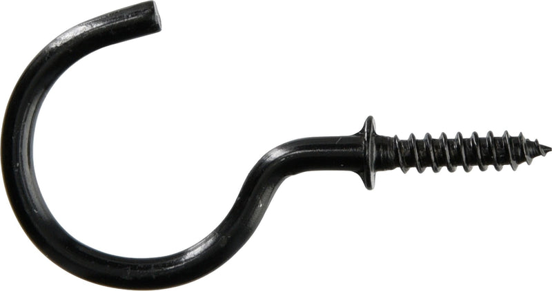 Mug Cup Hook, Half Hook Half Screw, Black, 7/8-in, 40-pk E5490