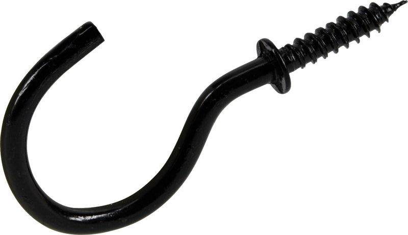 Mug Cup Hook, Half Hook Half Screw, Black, 7/8-in, 8-pk X2719