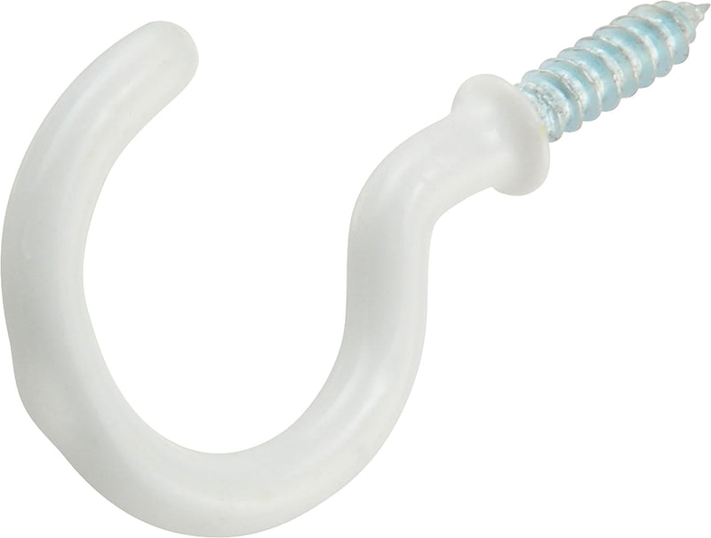 Steel Vinyl Mug Cup Hooks, Screw-In, White, 1-1/4in, 2-pk E8217