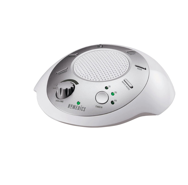 SoundSpa Battery-Operated Portable White Noise Sleep Sound Machine with Auto-Off Timer, White H4941