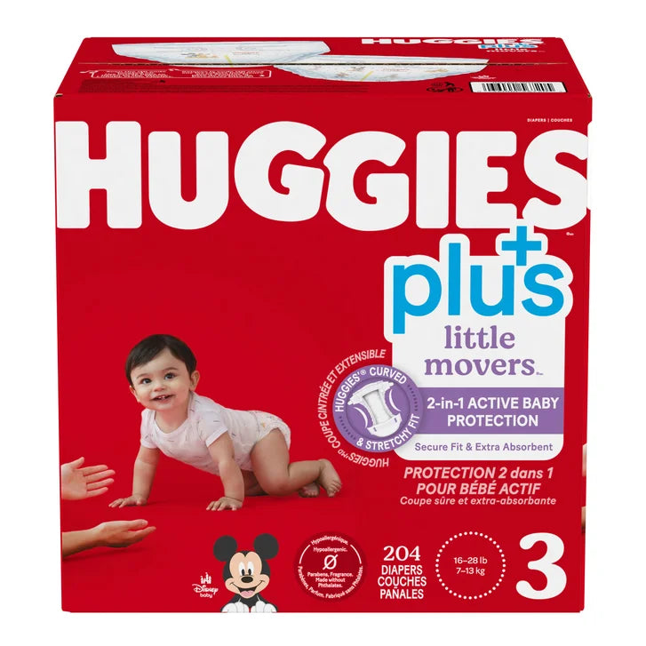 Huggies Little Movers Plus Diapers, Sizes 3 - 7 W0161