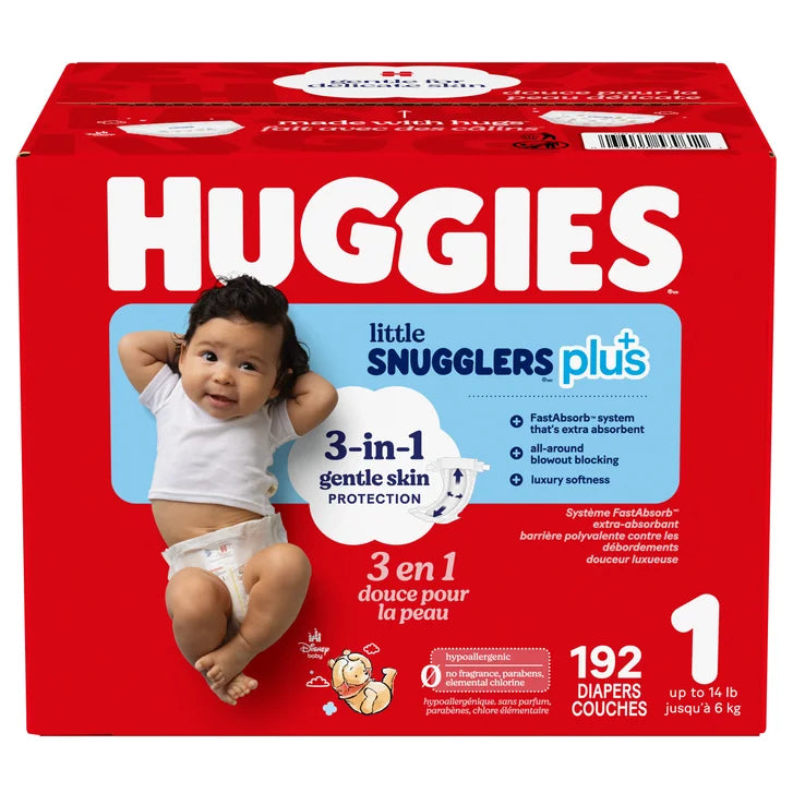 Huggies Little Snugglers Plus Diapers, Sizes 1 - 2 W5208