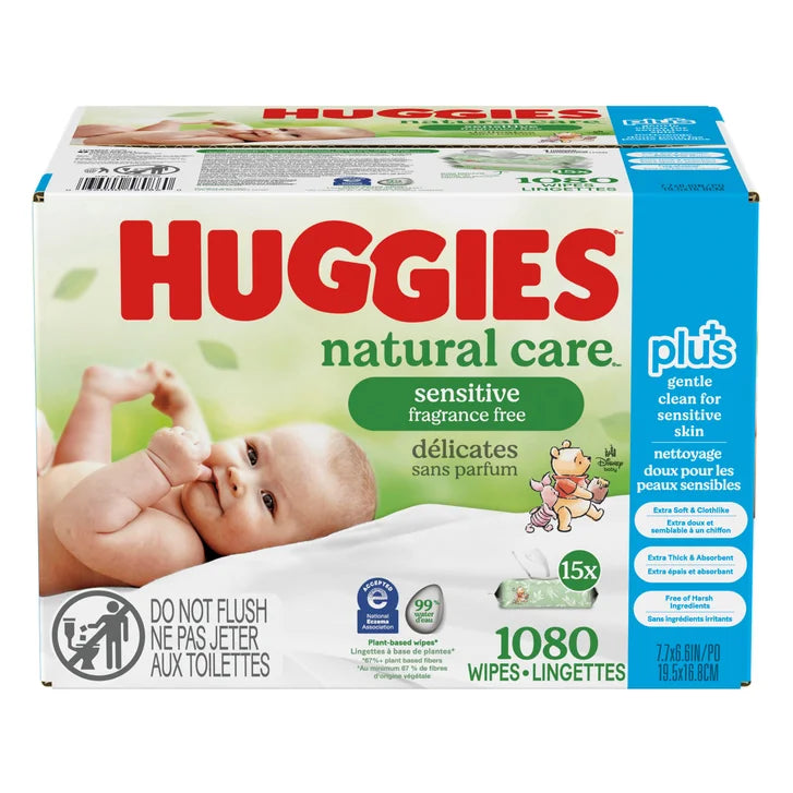 Huggies Natural Care Plus Wipes, 15-packs of 72 L7944